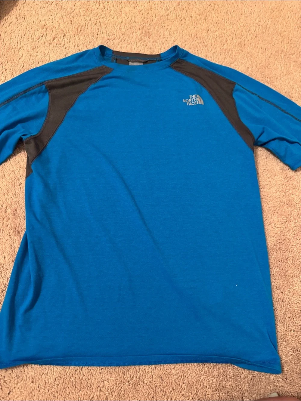 The North Face Blue Short-Sleeve Athletic Tee with Black Panels